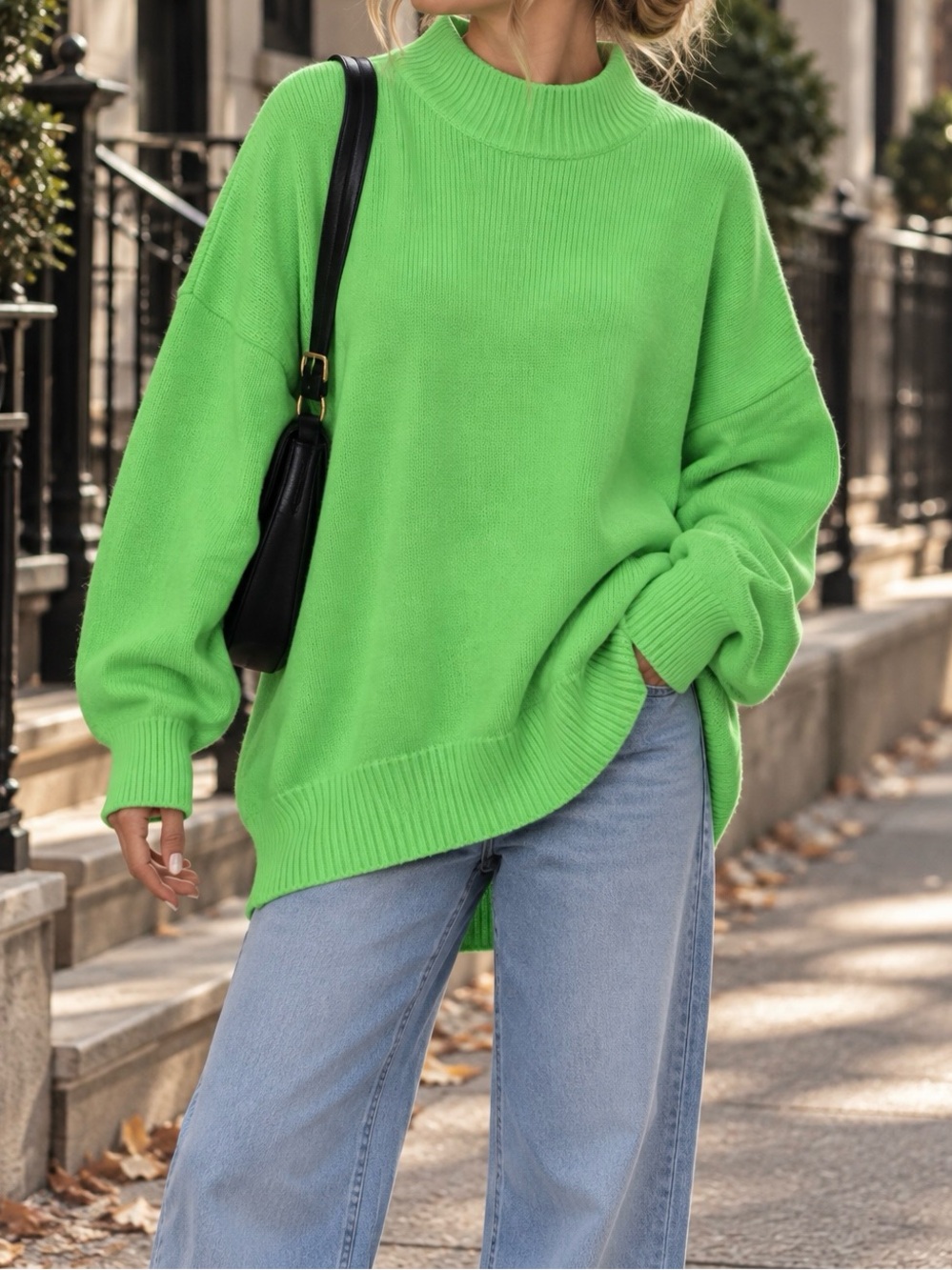 Free People Lime Fizz Ottoman Slouchy Turtleneck Tunic Sweater Small NWT